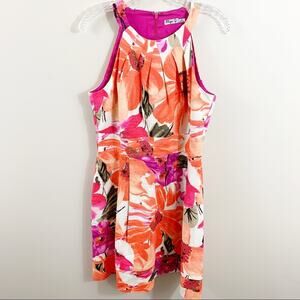 Eliza J Floral Orange Sleeveless Fit & Flare Dress